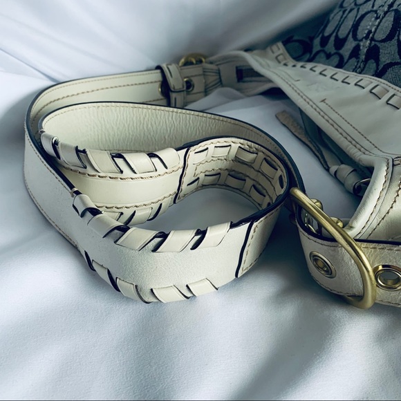 COACH Blue & White Canvas Bucket Bag - Picture 8 of 15